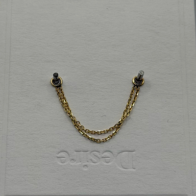 Цепочка-подвеска для пирсинга двойная Gold 0.8 мм